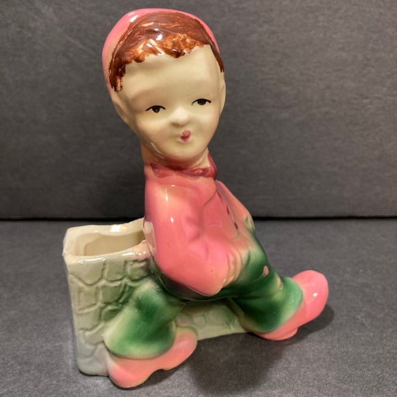 Little Boy Planter Figurine Small 5.5” Ceramic Glazed - Picture 1 of 8